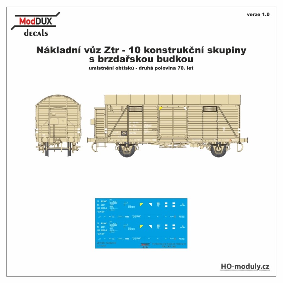 Decals für Güterwagen Glm / Ztr mit Bremserhaus